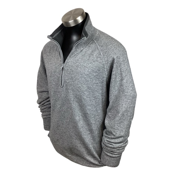 North Face Mens Pullover Sweater Half Zip Wool Blend Gray Medium - Picture 2 of 14